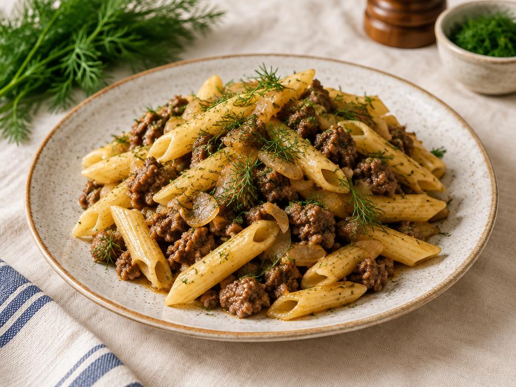 Pasta Flotsky style with minced meat (Argentina)