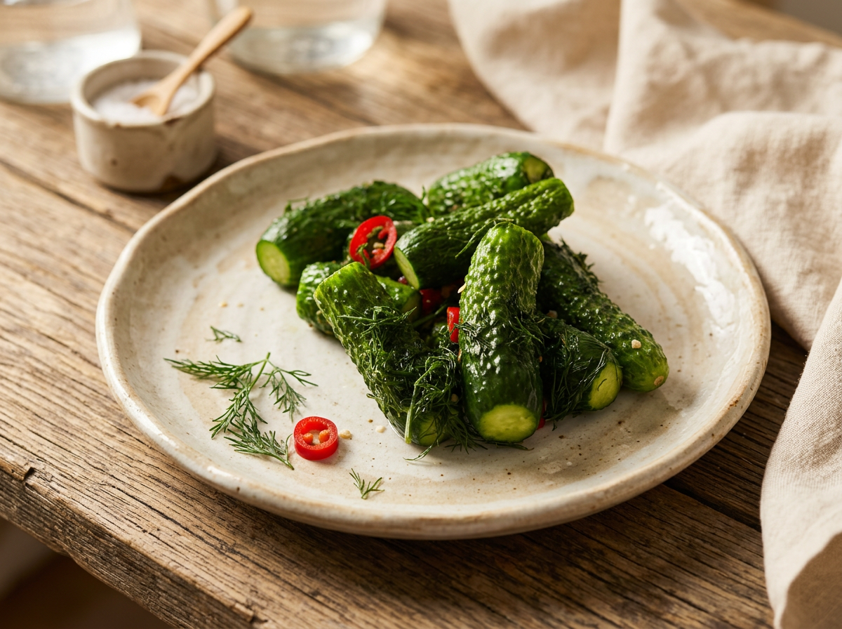 Crunchy lightly salted pickles